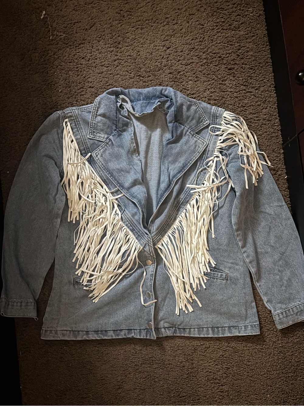 Fringed Denim Western Jacket - Light Blue